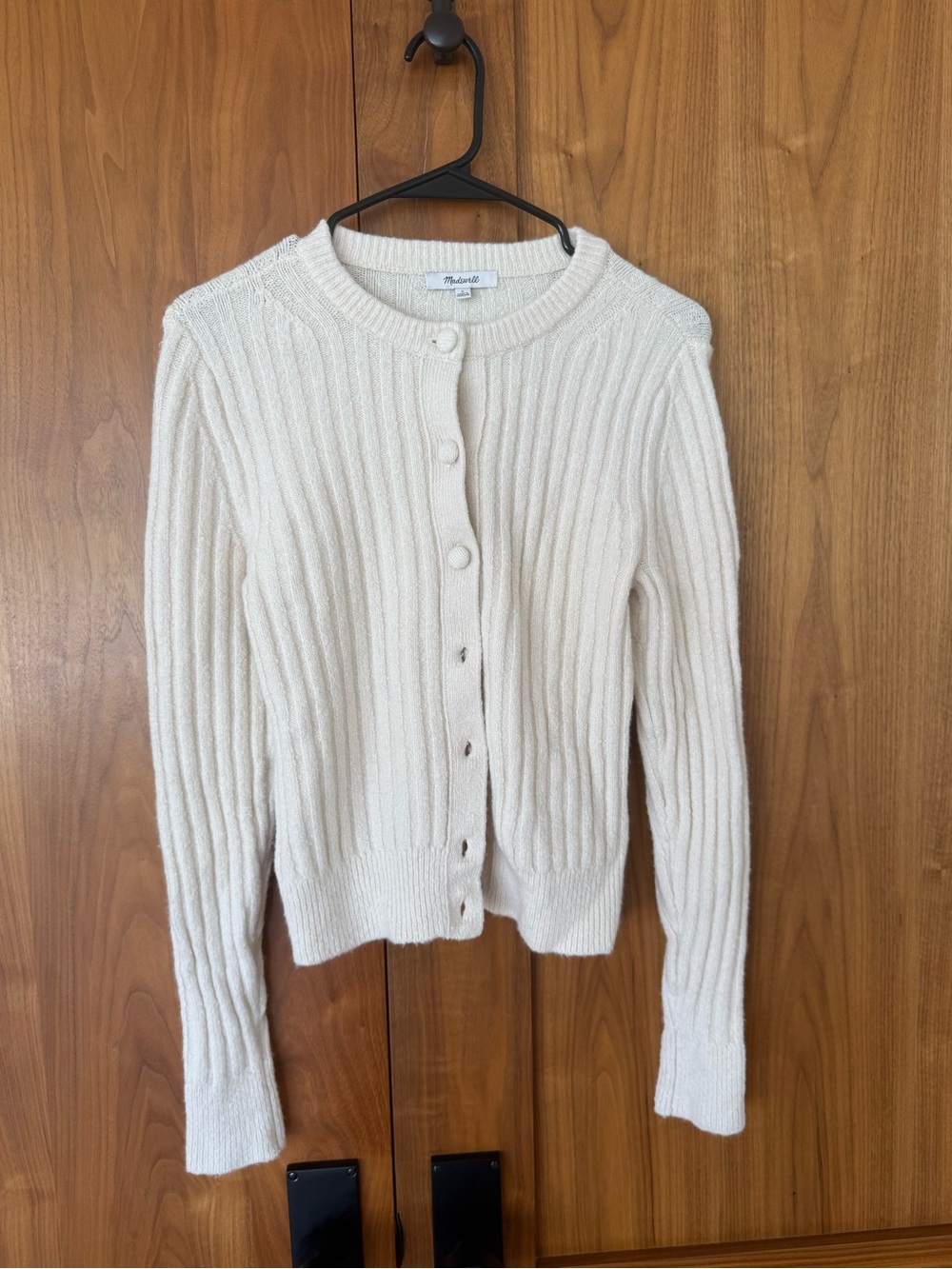 Madewell Cream Ribbed V-Neck Pullover Sweater